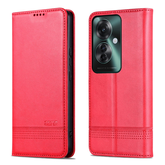 For OPPO Reno11 F AZNS Magnetic Calf Texture Flip Leather Phone Case(Red)