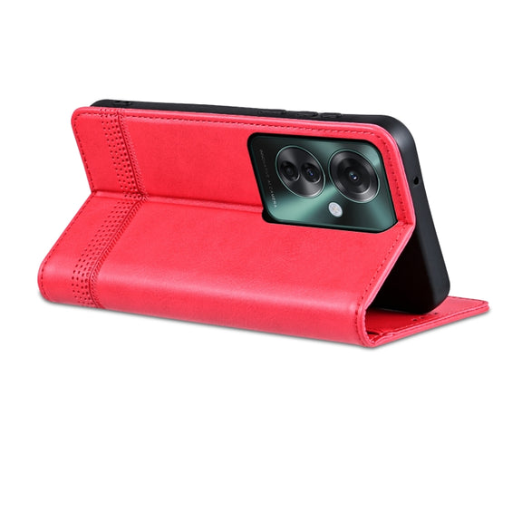 For OPPO Reno11 F AZNS Magnetic Calf Texture Flip Leather Phone Case(Red)