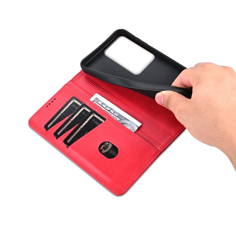 For OPPO Reno11 F AZNS Magnetic Calf Texture Flip Leather Phone Case(Red)
