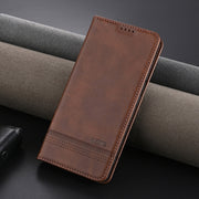For OPPO Reno12 Global AZNS Magnetic Calf Texture Flip Leather Phone Case(Dark Brown)
