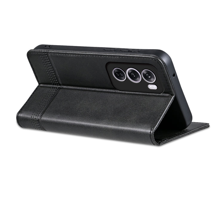 For OPPO Reno12 Global AZNS Magnetic Calf Texture Flip Leather Phone Case(Black) - OPPO Cases by AZNS | Online Shopping South Africa | PMC Jewellery | Buy Now Pay Later Mobicred