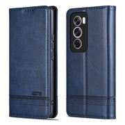 For OPPO Reno12 Pro Global AZNS Magnetic Calf Texture Flip Leather Phone Case(Dark Blue)
