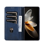 For OPPO Reno12 Pro Global AZNS Magnetic Calf Texture Flip Leather Phone Case(Dark Blue)