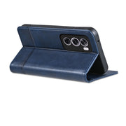 For OPPO Reno12 Pro Global AZNS Magnetic Calf Texture Flip Leather Phone Case(Dark Blue)