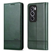 For OPPO Reno12 Pro Global AZNS Magnetic Calf Texture Flip Leather Phone Case(Dark Green)