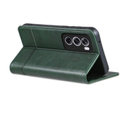 For OPPO Reno12 Pro Global AZNS Magnetic Calf Texture Flip Leather Phone Case(Dark Green)