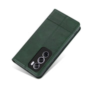 For OPPO Reno12 Pro Global AZNS Magnetic Calf Texture Flip Leather Phone Case(Dark Green)