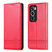 For OPPO Reno12 Pro Global AZNS Magnetic Calf Texture Flip Leather Phone Case(Red)