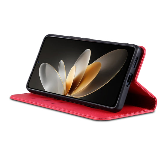 For OPPO Reno12 Pro Global AZNS Magnetic Calf Texture Flip Leather Phone Case(Red)