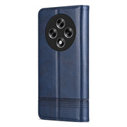 For OPPO Reno12 F 4G AZNS Magnetic Calf Texture Flip Leather Phone Case(Dark Blue)
