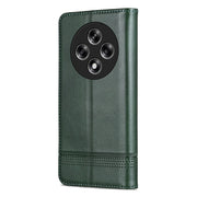 For OPPO Reno12 F 4G AZNS Magnetic Calf Texture Flip Leather Phone Case(Dark Green)