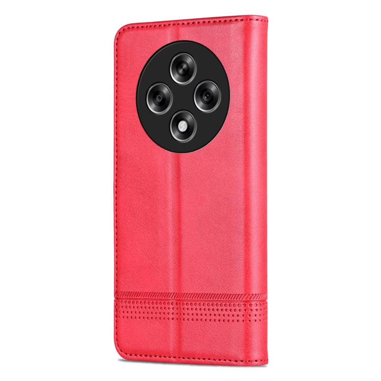 For OPPO Reno12 F 4G AZNS Magnetic Calf Texture Flip Leather Phone Case(Red)