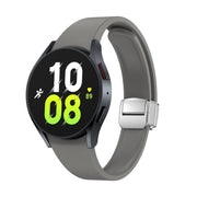 For Samsung Galaxy Watch 6 Magnetic Folding Silver Buckle Silicone Watch Band(Grey)