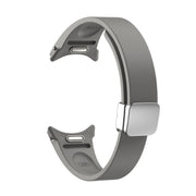 For Samsung Galaxy Watch 6 Magnetic Folding Silver Buckle Silicone Watch Band(Grey)