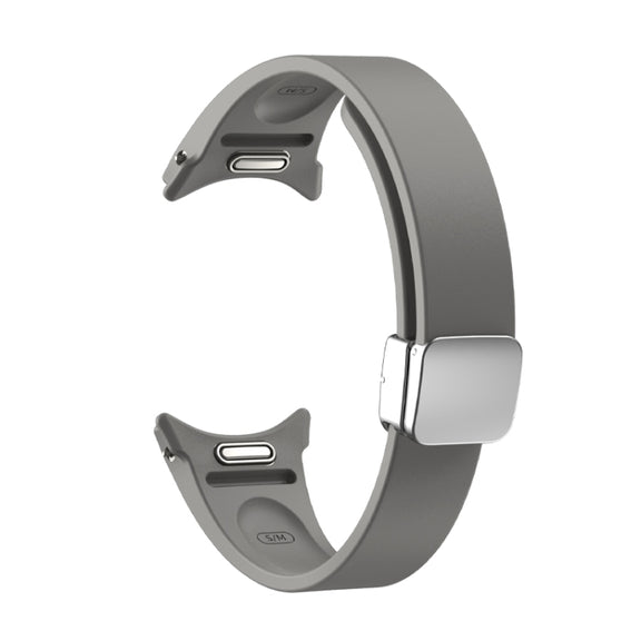 For Samsung Galaxy Watch 6 Magnetic Folding Silver Buckle Silicone Watch Band(Grey)