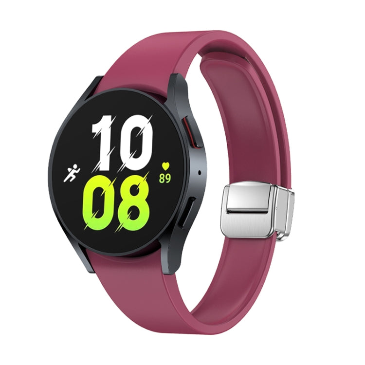 For Samsung Galaxy Watch 6 Magnetic Folding Silver Buckle Silicone Watch Band(Wine Red) - free shipping - PMC TechLife - Order now!