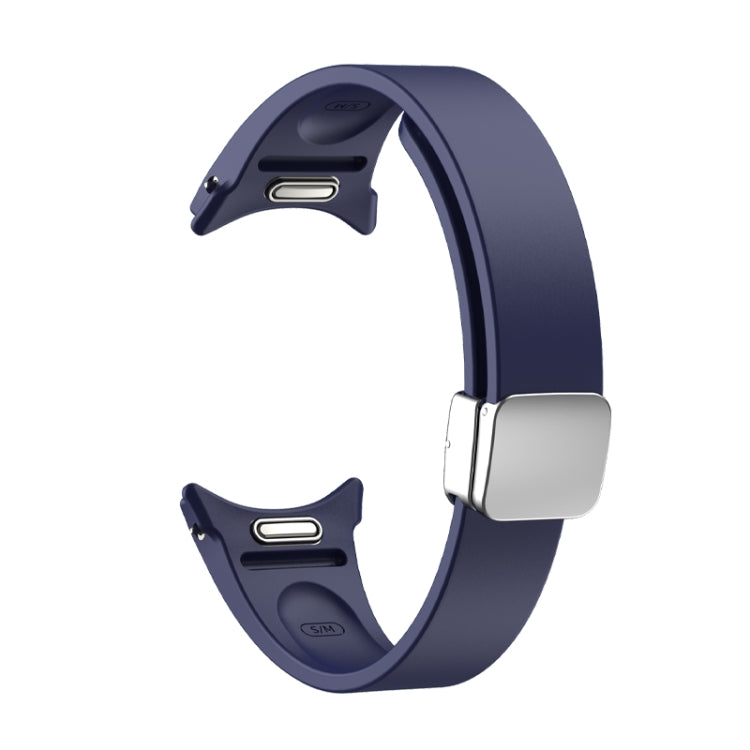For Samsung Galaxy Watch 6 Magnetic Folding Silver Buckle Silicone Watch Band(Dark Blue) - free shipping - PMC TechLife - Order now!