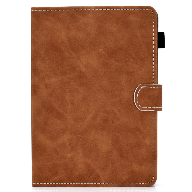 For 10 inch Tablet PC Universal Cowhide Texture Horizontal Flip Leather Case with Holder & Card Slots & Pen Slot(Brown) - 8 inch by PMC TechLife | Online Shopping South Africa | PMC TechLife | Buy Now Pay Later Mobicred