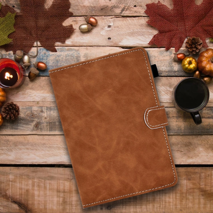 For 10 inch Tablet PC Universal Cowhide Texture Horizontal Flip Leather Case with Holder & Card Slots & Pen Slot(Brown) - 8 inch by PMC TechLife | Online Shopping South Africa | PMC TechLife | Buy Now Pay Later Mobicred