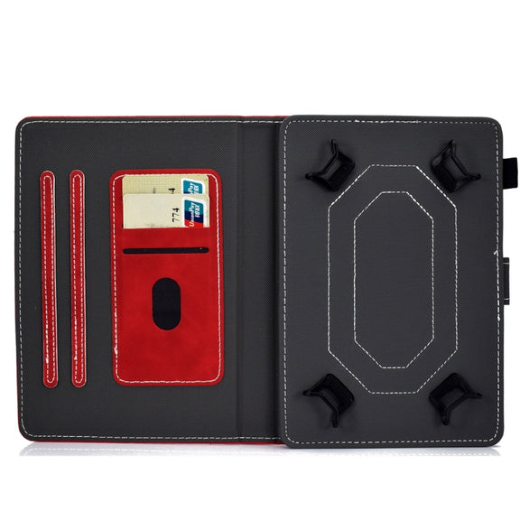 For 10 inch Tablet PC Universal Cowhide Texture Horizontal Flip Leather Case with Holder & Card Slots & Pen Slot(Red)