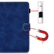 For 10 inch Tablet PC Universal Cowhide Texture Horizontal Flip Leather Case with Holder & Card Slots & Pen Slot(Blue)