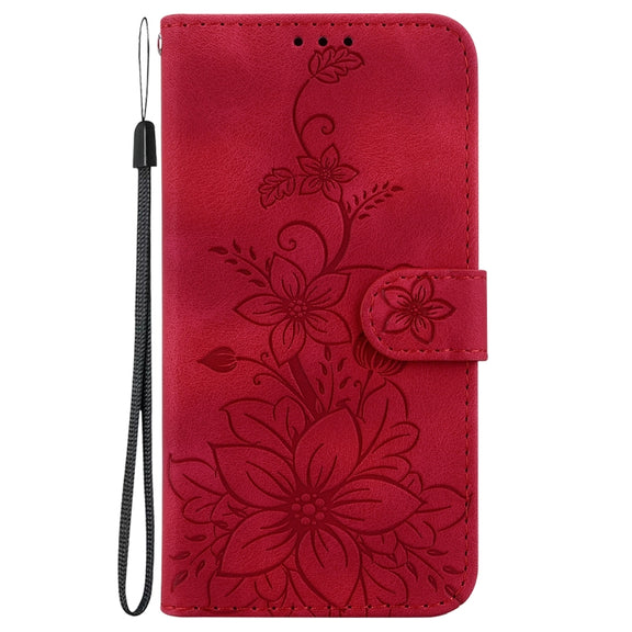For Google Pixel 9 Pro Lily Embossed Leather Phone Case(Red)