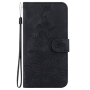 For Google Pixel 9 Pro Lily Embossed Leather Phone Case(Black)