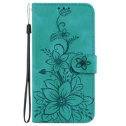 For Google Pixel 9 Lily Embossed Leather Phone Case(Green)