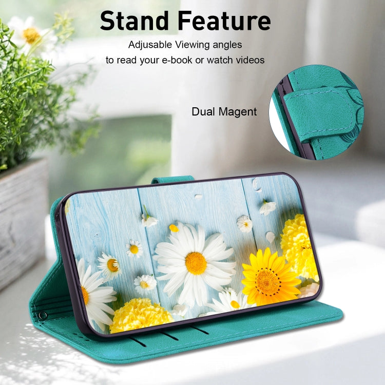 For Google Pixel 9 Lily Embossed Leather Phone Case(Green) - Google Cases by PMC TechLife | Online Shopping South Africa | PMC TechLife | Buy Now Pay Later Mobicred