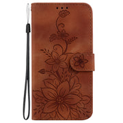 For Google Pixel 9 Lily Embossed Leather Phone Case(Brown)