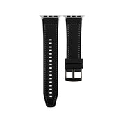 For Apple Watch Ultra 2 49mm Hybrid Leather Silicone Watch Band(Black)