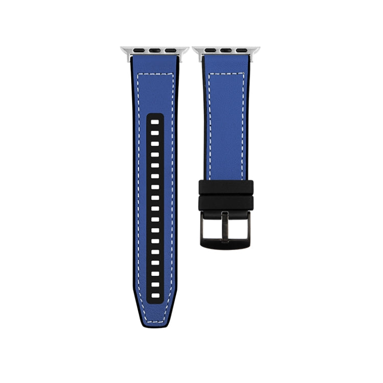 For Apple Watch Ultra 2 49mm Hybrid Leather Silicone Watch Band(Blue) - Watch Bands by PMC TechLife | Online Shopping South Africa | PMC TechLife