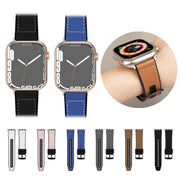For Apple Watch Ultra 49mm Hybrid Leather Silicone Watch Band(Black)