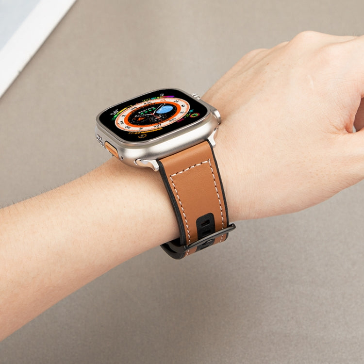 For Apple Watch Series 8 41mm Hybrid Leather Silicone Watch Band(White) - Watch Bands by PMC TechLife | Online Shopping South Africa | PMC TechLife | Buy Now Pay Later Mobicred