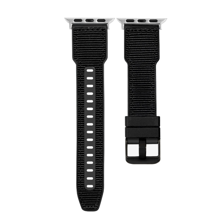 For Apple Watch SE 2023 44mm Hybrid Braid Nylon Silicone Watch Band(Black) - Watch Bands by PMC TechLife | Online Shopping South Africa | PMC TechLife