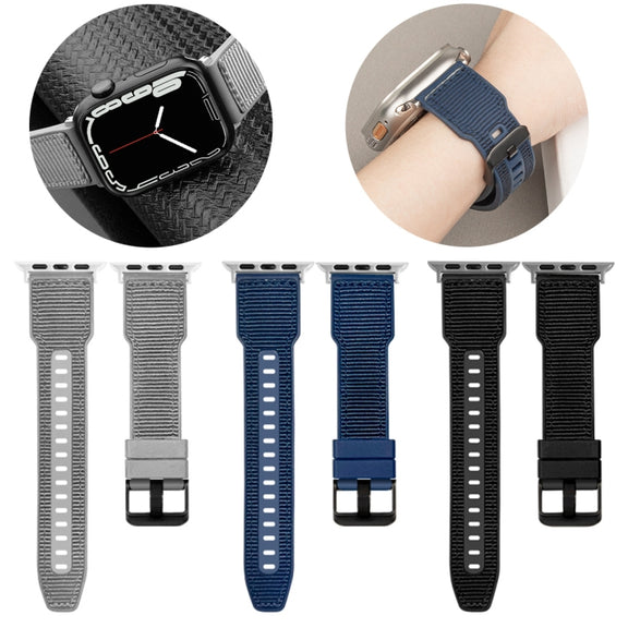 For Apple Watch Ultra 49mm Hybrid Braid Nylon Silicone Watch Band(Blue)