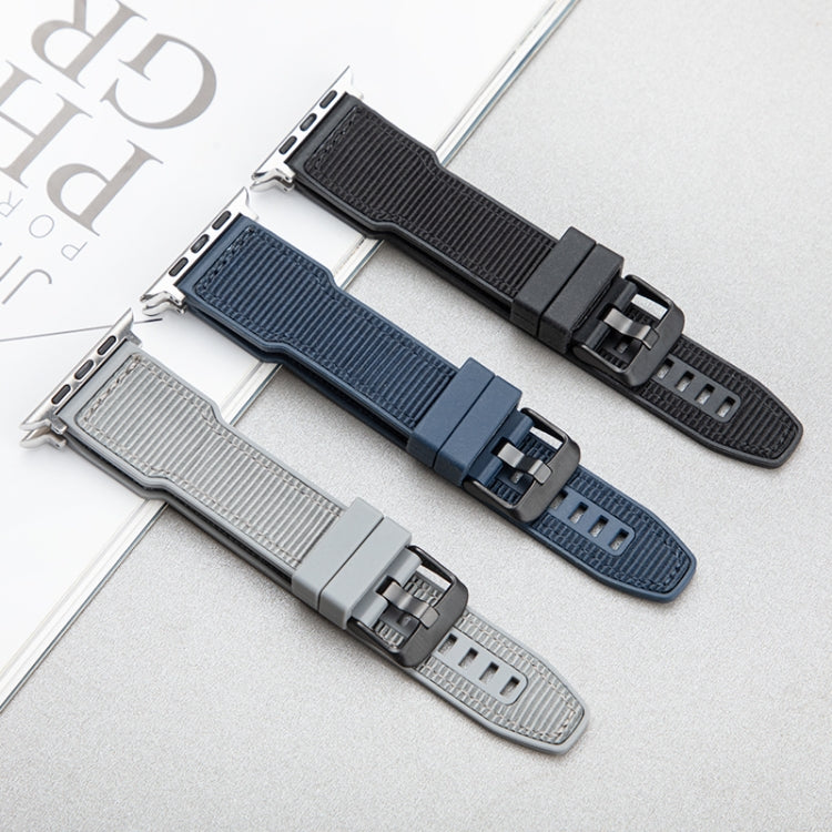 For Apple Watch Series 9 45mm Hybrid Braid Nylon Silicone Watch Band(Blue) - Watch Bands by PMC TechLife | Online Shopping South Africa | PMC TechLife