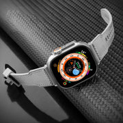 For Apple Watch Ultra 49mm Hybrid Braid Nylon Silicone Watch Band(Blue)