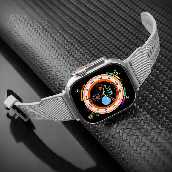 For Apple Watch Ultra 49mm Hybrid Braid Nylon Silicone Watch Band(Blue)
