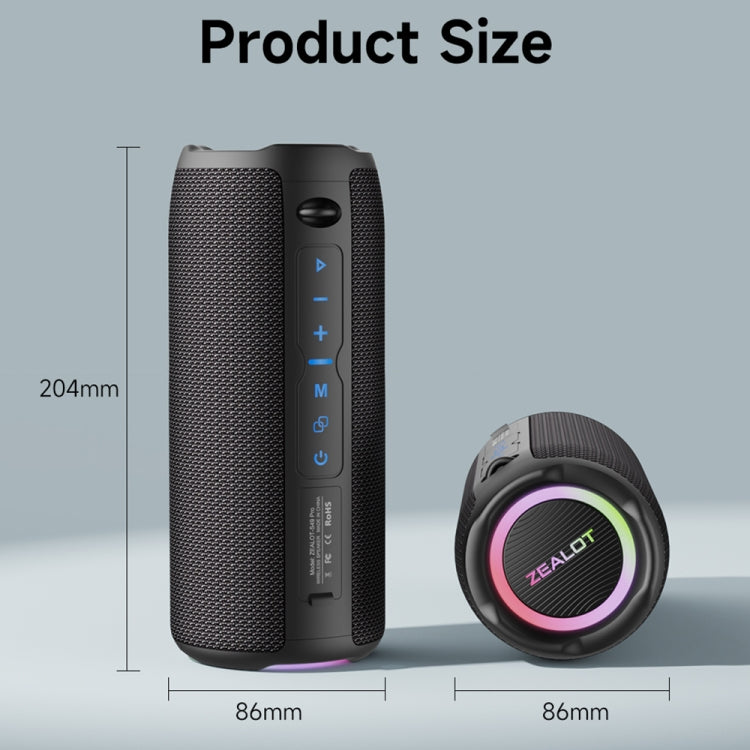 Zealot S49 Pro 20W Outdoor Portable Wireless Bluetooth Speaker with RGB Light(Black) - free shipping - PMC Jewellery - Order now!