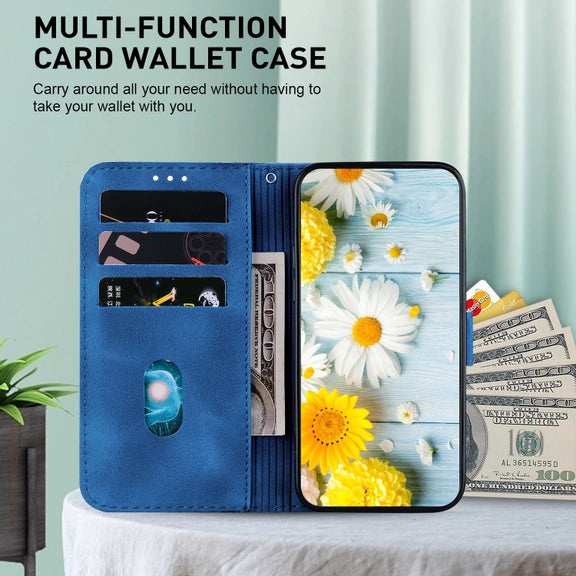 For iPhone 16e Lily Embossed Leather Phone Case(Dark Blue)