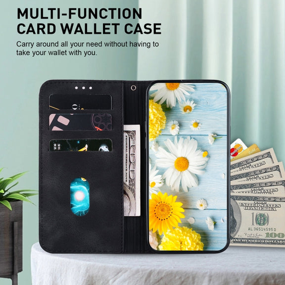 For iPhone 16e Lily Embossed Leather Phone Case(Black)