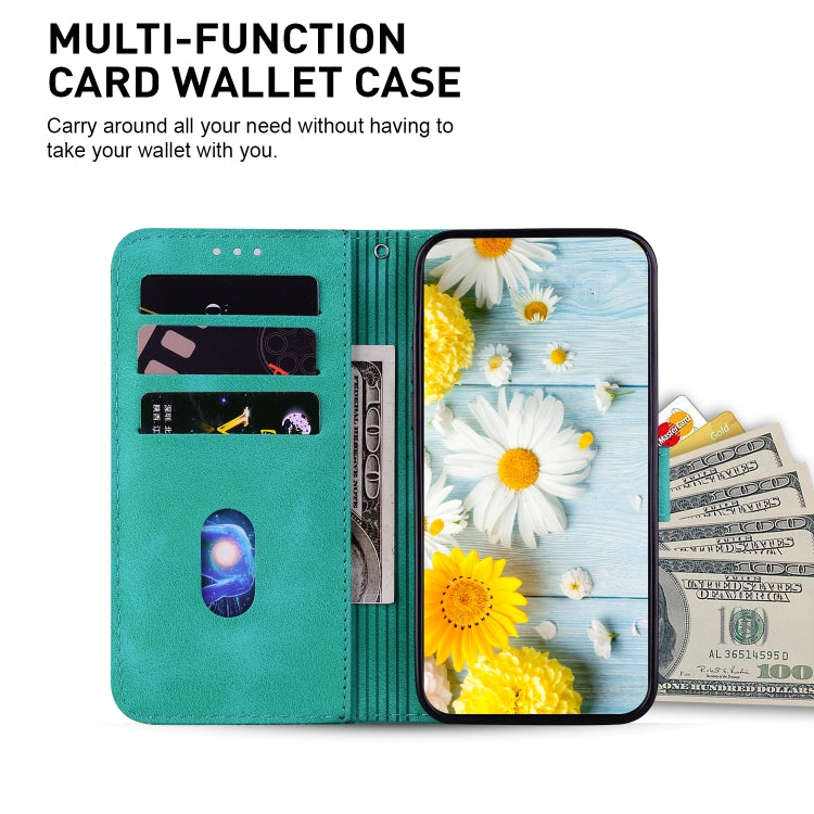 For iPhone 16 Pro Max Lily Embossed Leather Phone Case(Green)