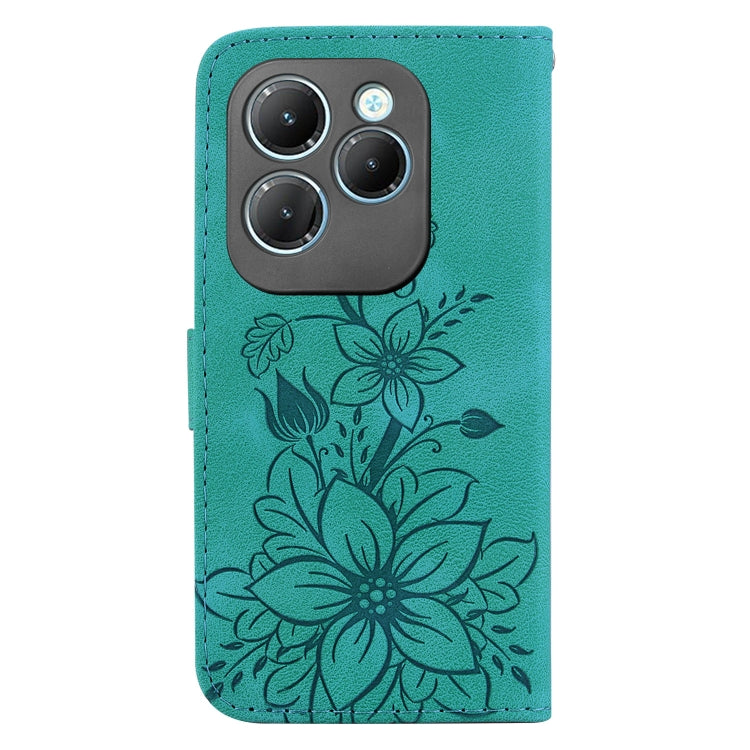 For Infinix Hot 40 / Hot 40 Pro Lily Embossed Leather Phone Case(Green) - Infinix Cases by PMC TechLife | Online Shopping South Africa | PMC TechLife | Buy Now Pay Later Mobicred