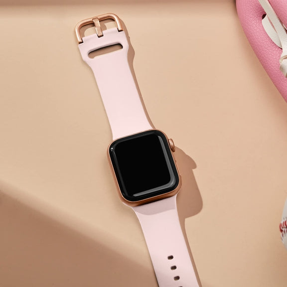 For Apple Watch Series 8 45mm Pin Buckle Silicone Watch Band(Pink Sand)