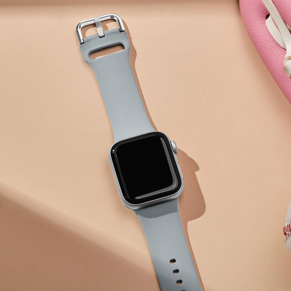 For Apple Watch SE 2022 44mm Pin Buckle Silicone Watch Band(Light Grey)