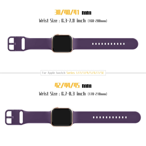 For Apple Watch SE 2022 44mm Pin Buckle Silicone Watch Band(Dark Purple)