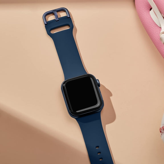 For Apple Watch Series 7 41mm Pin Buckle Silicone Watch Band(Abyss Blue)