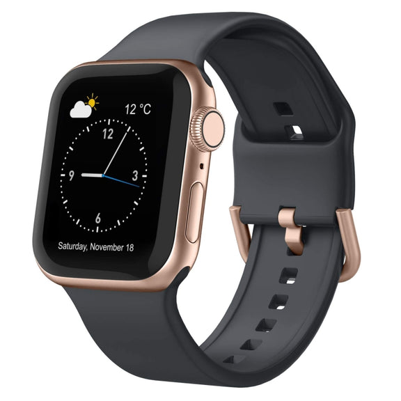 For Apple Watch Series 7 45mm Pin Buckle Silicone Watch Band(Dark Grey)