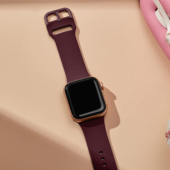 For Apple Watch SE 40mm Pin Buckle Silicone Watch Band(Wine Red)
